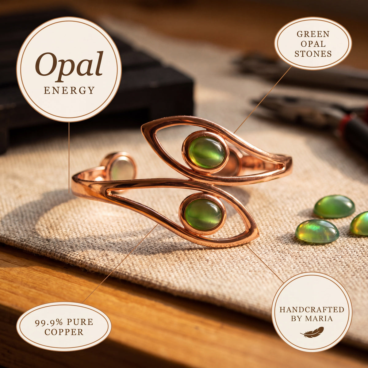 Bransoletka Miedziana Opal