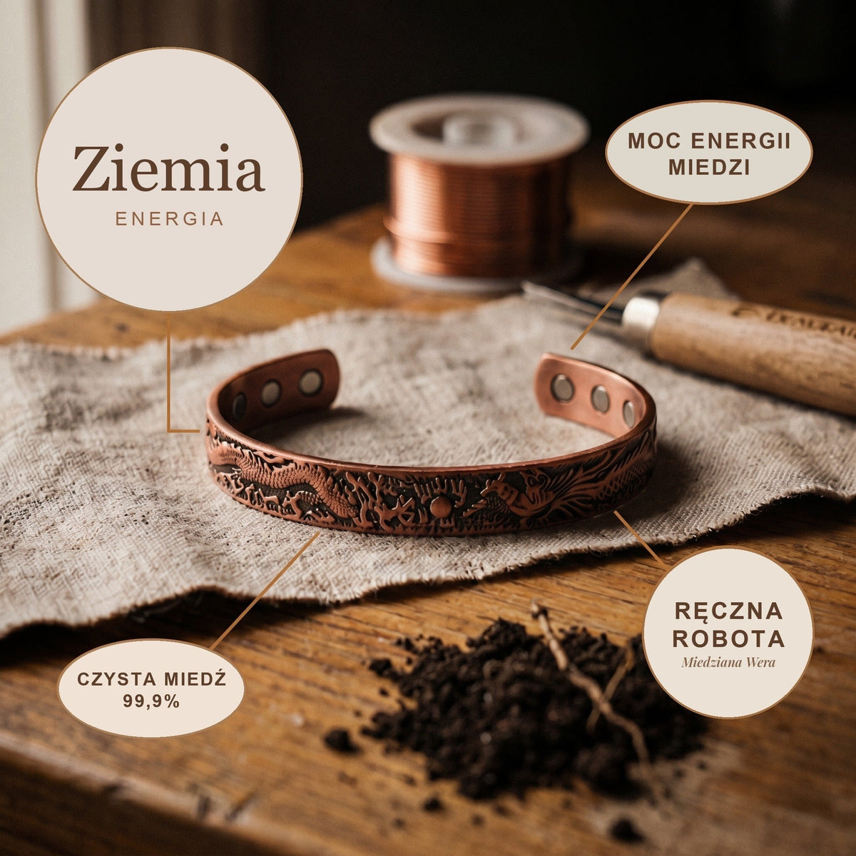 Bransoletka Miedziana Ziemia