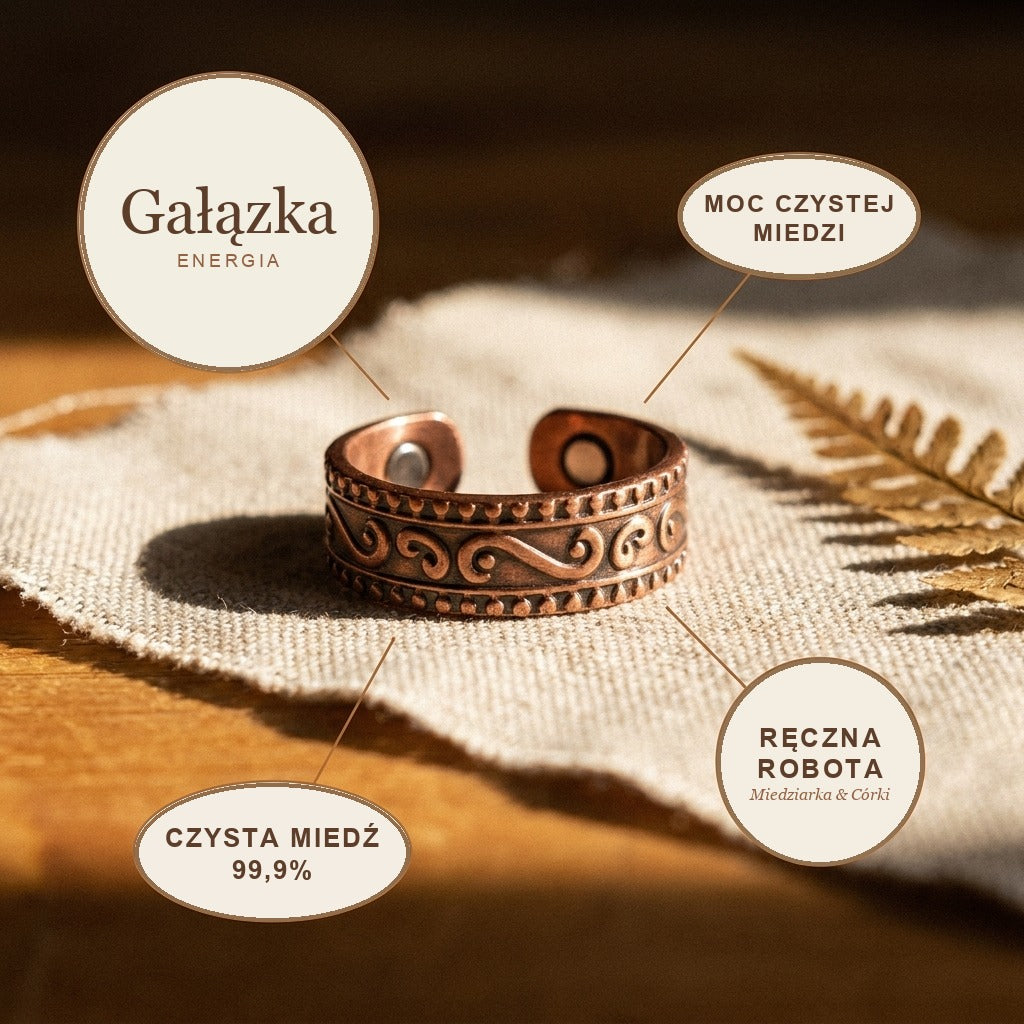 Pierścionek Miedziany Paproć