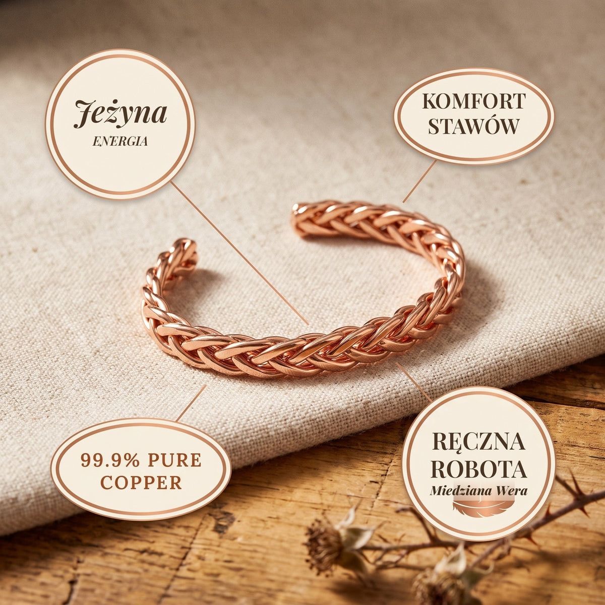Bransoletka Miedziana Jeżyna